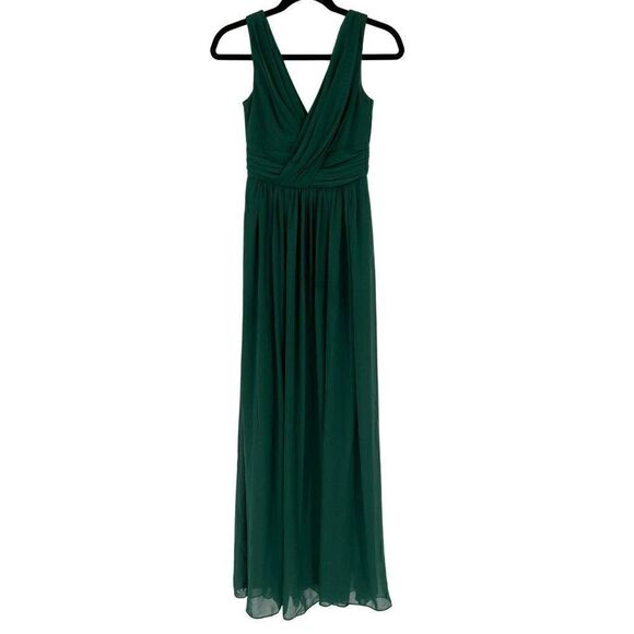 Dressy Collection Vivian Diamond Lux Chiffon Maxi Formal Dress Green Size 0 - Picture 2 of 13